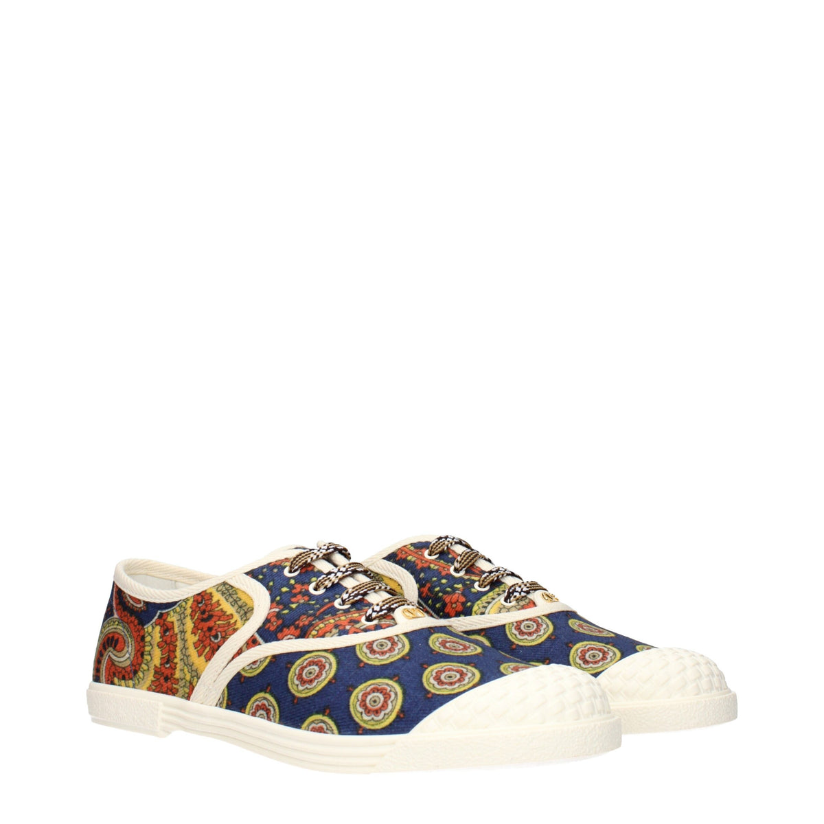 Valentino Garavani multicolor fabric low top sneakers with stylish design and white rubber sole.