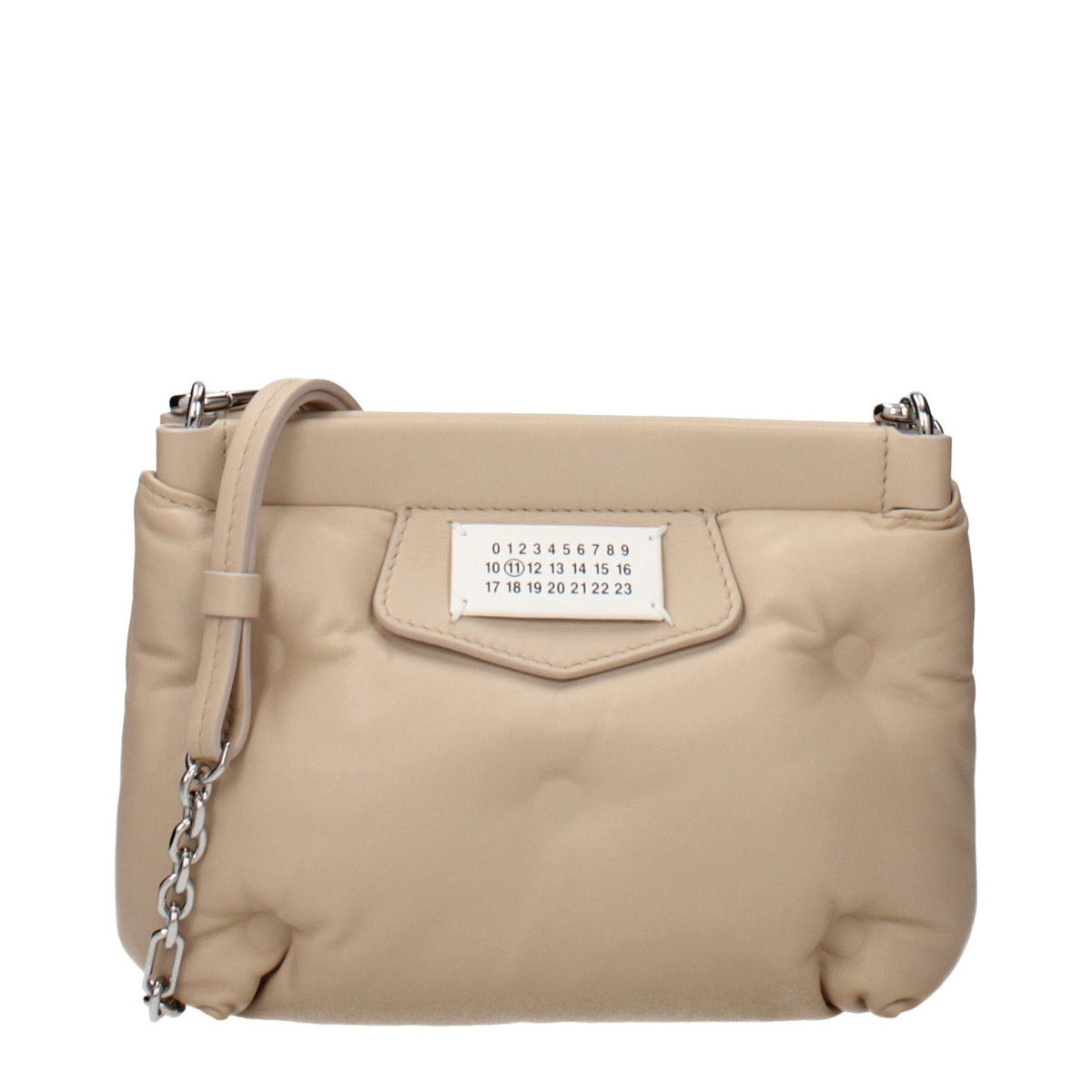 Maison Margiela beige leather crossbody bag with sleek strap and minimalist design, perfect for everyday style.