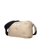 Beige leather Maison Margiela clutch bag with minimalist design and subtle branding, perfect for elegant evening or day use.