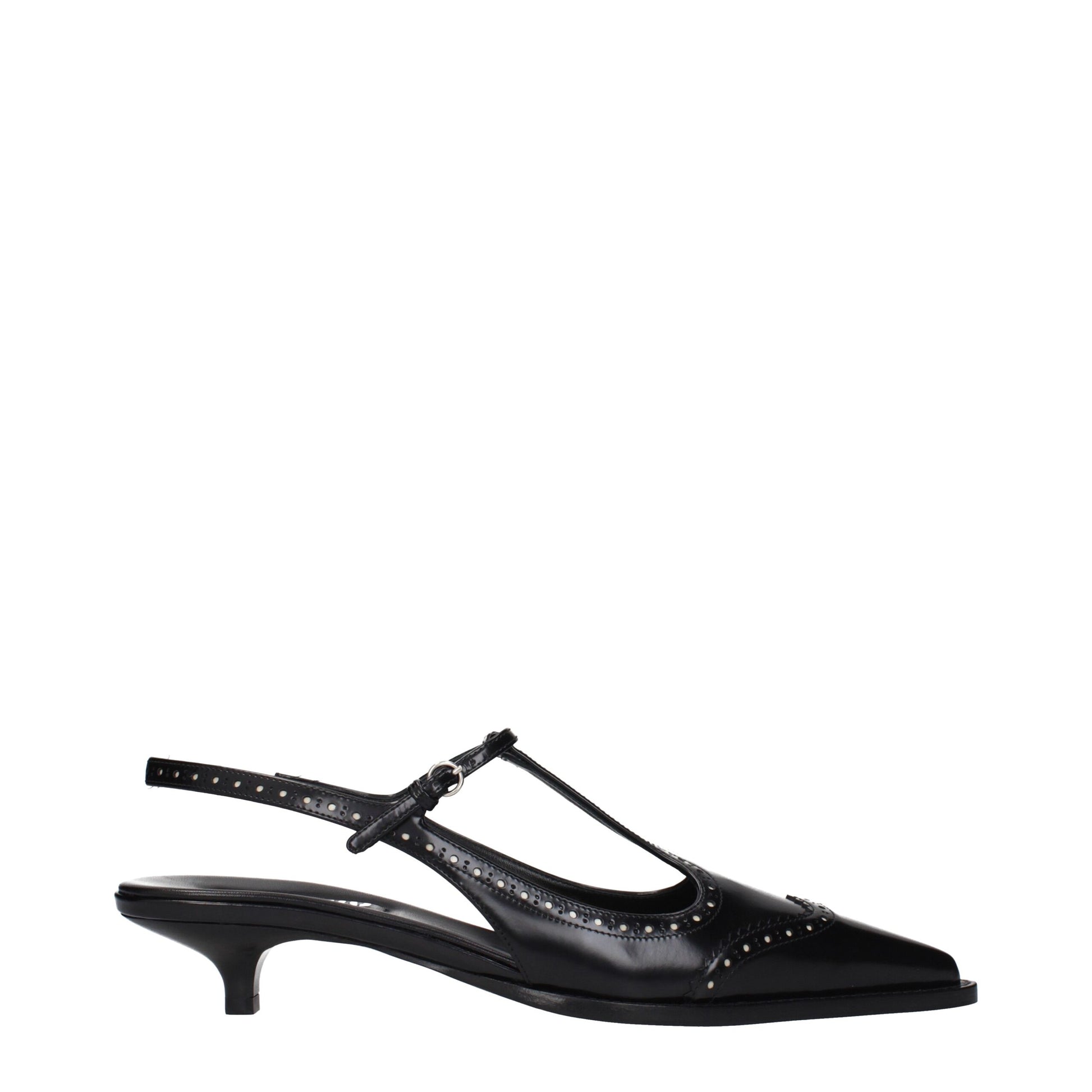 Miu Miu Black Leather Mid Heel Pumps Miu Miu