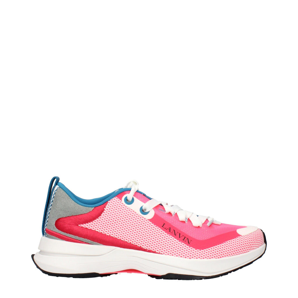 Pink fabric Lanvin athletic sneakers with white soles, stylish and comfortable sports shoes for active wear.