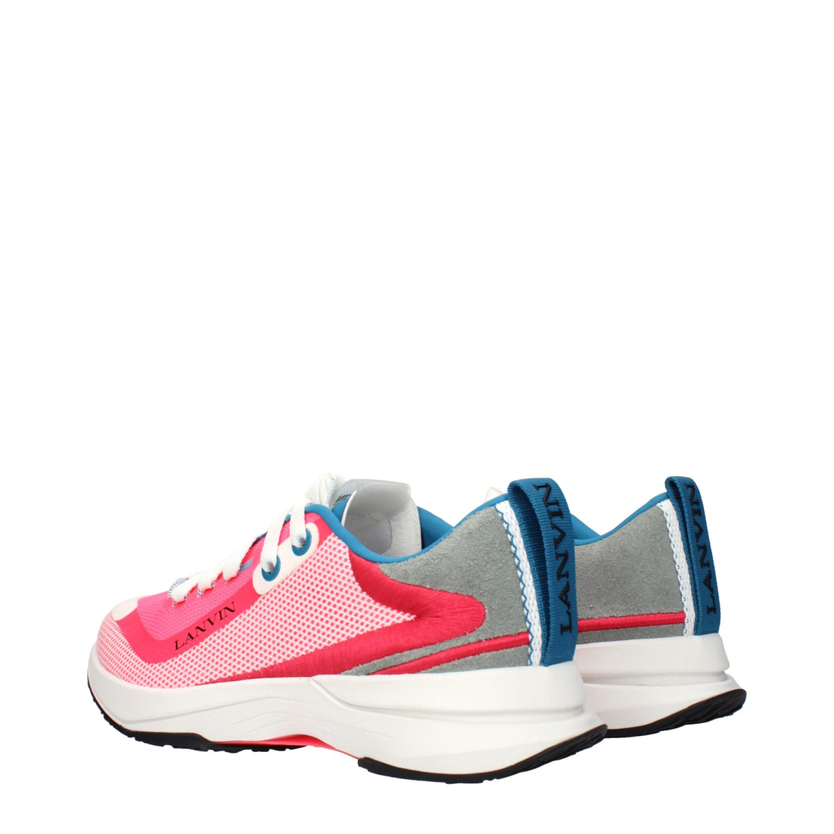Lanvin pink fabric athletic sneakers with white soles and laces, stylish and comfortable sports footwear.