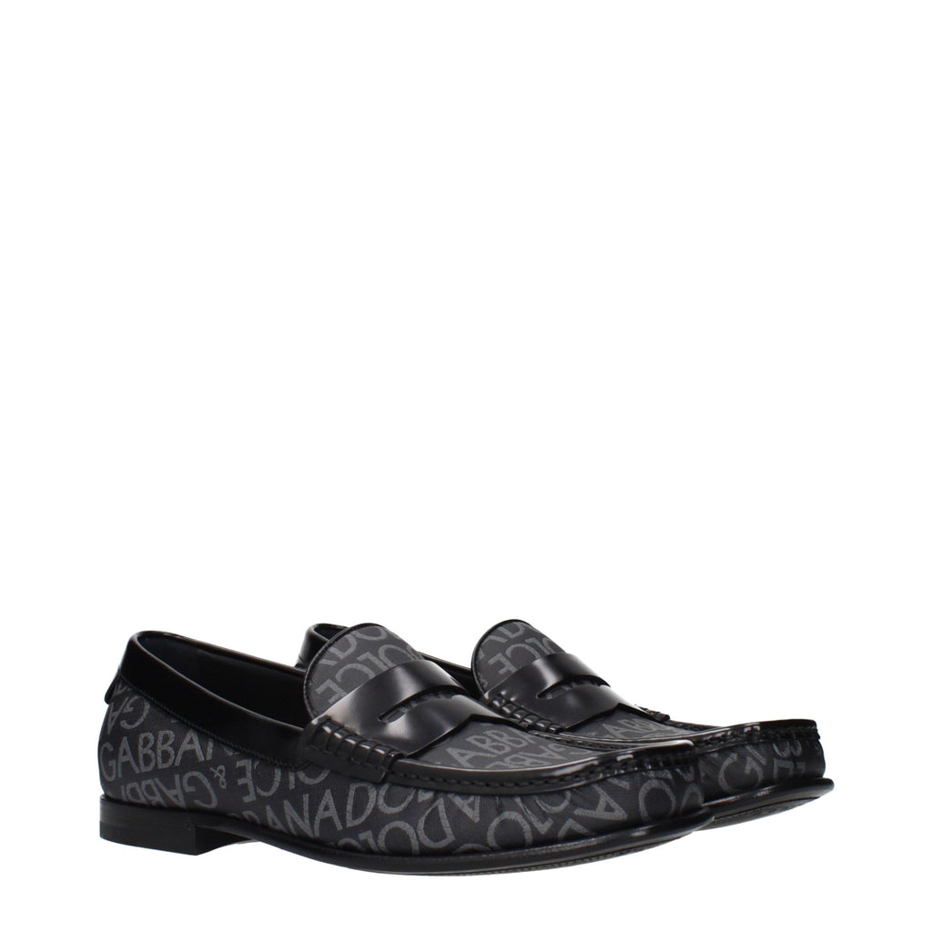 Dolce & Gabbana Black Fabric Slip-On Loafers Dolce & Gabbana
