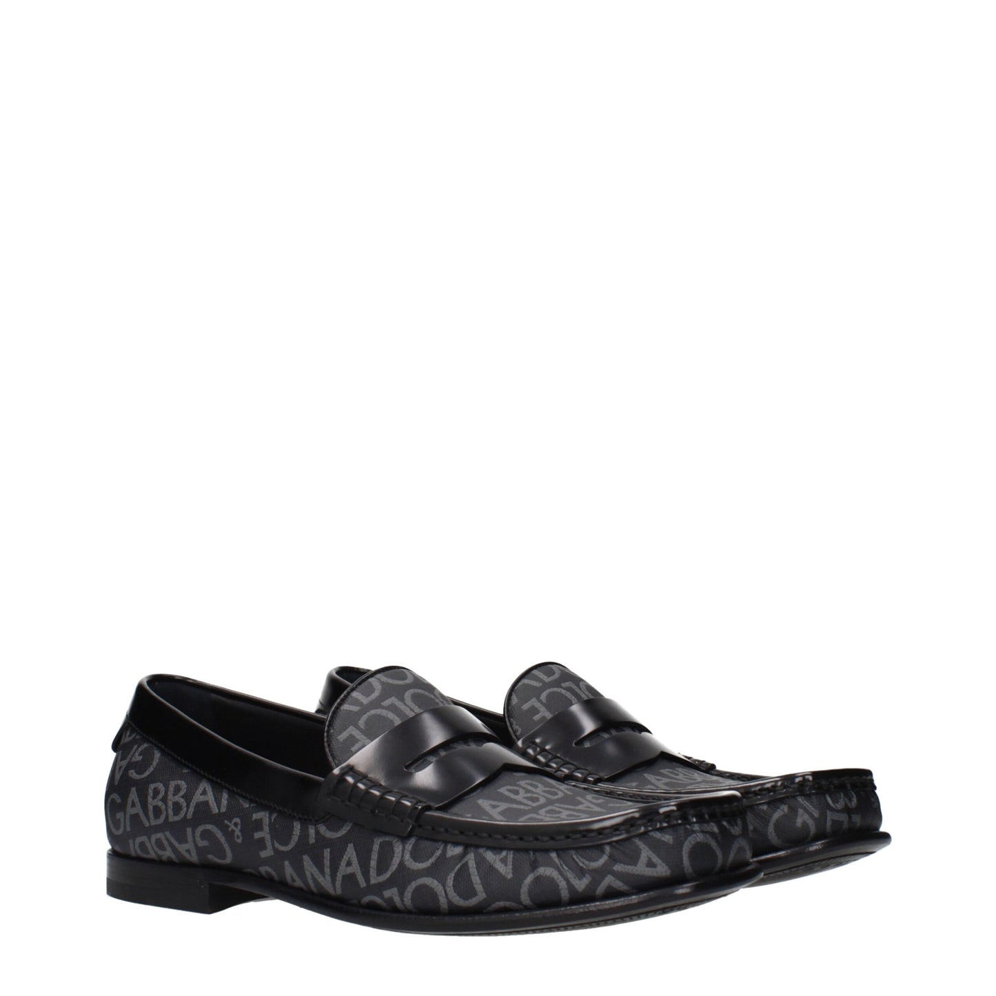 Dolce & Gabbana Black Fabric Slip-On Loafers Dolce & Gabbana