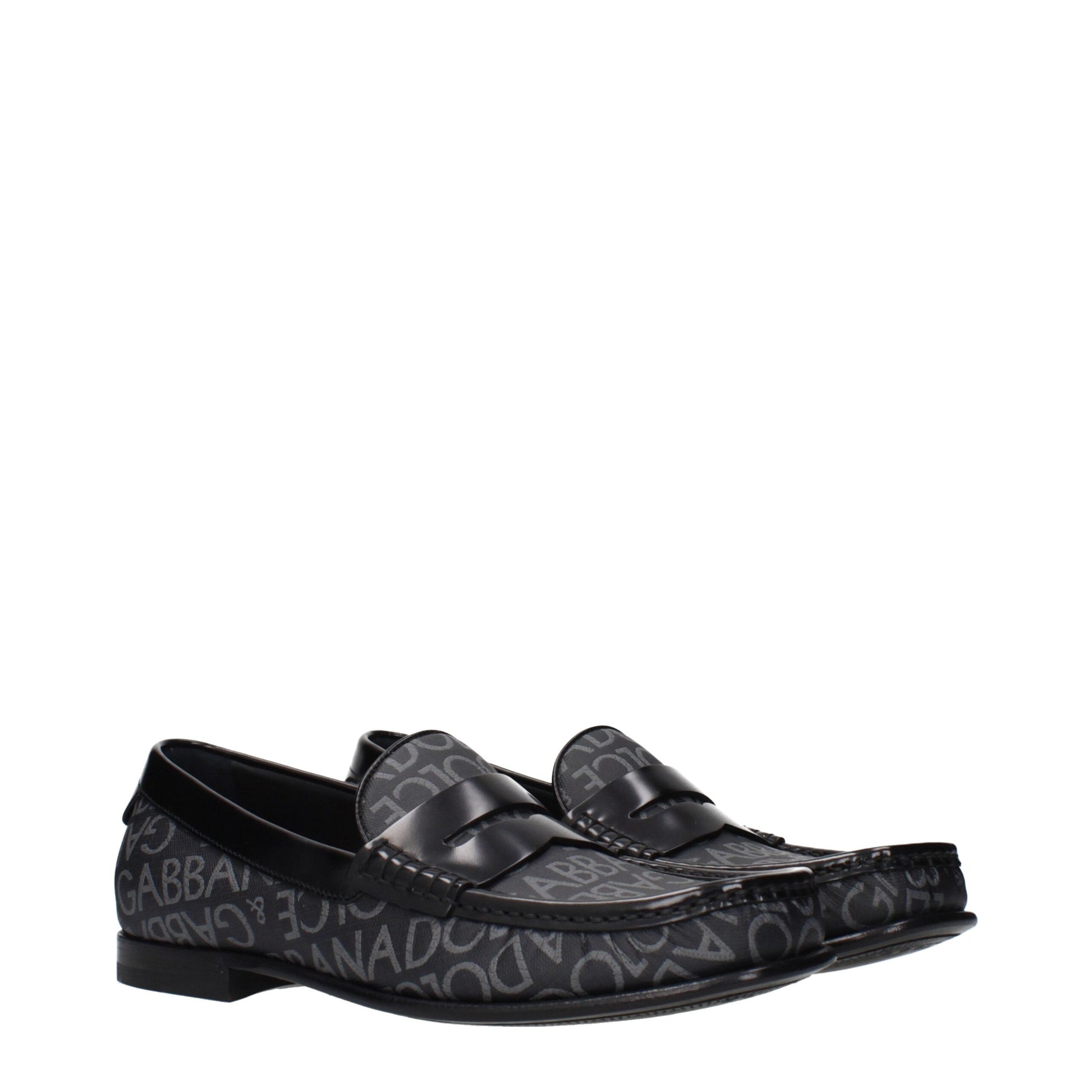 Dolce & Gabbana Black Fabric Slip-On Loafers Dolce & Gabbana
