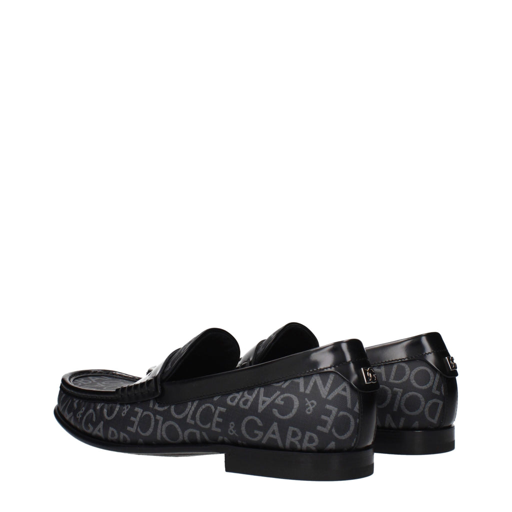 Dolce & Gabbana Black Fabric Slip-On Loafers Dolce & Gabbana