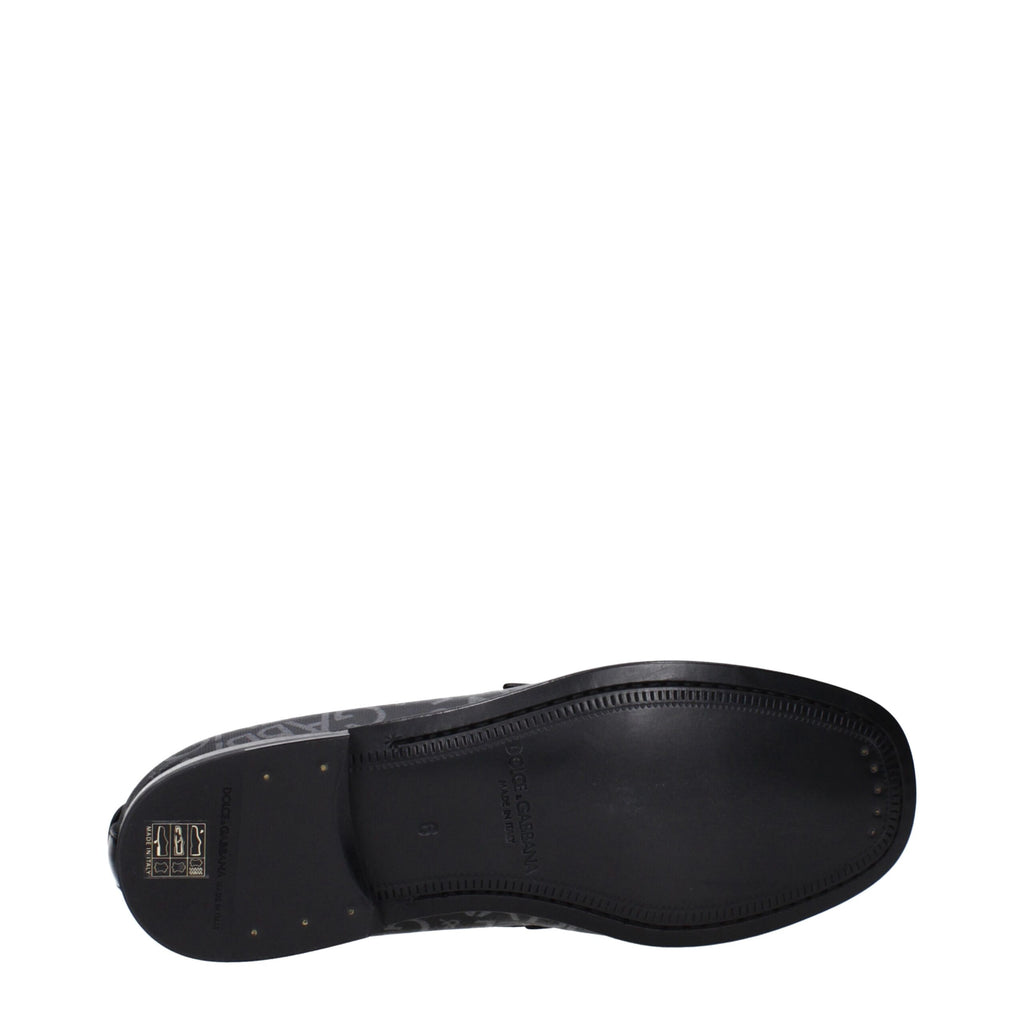 Dolce & Gabbana Black Fabric Slip-On Loafers Dolce & Gabbana