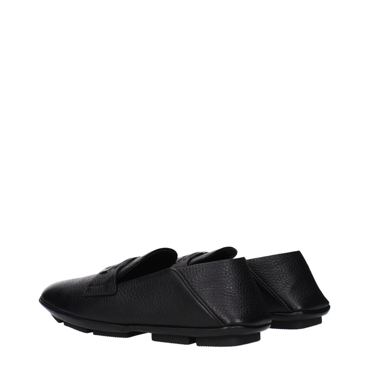 Black leather slip-on loafers by Dolce & Gabbana featuring sleek design and polished finish.