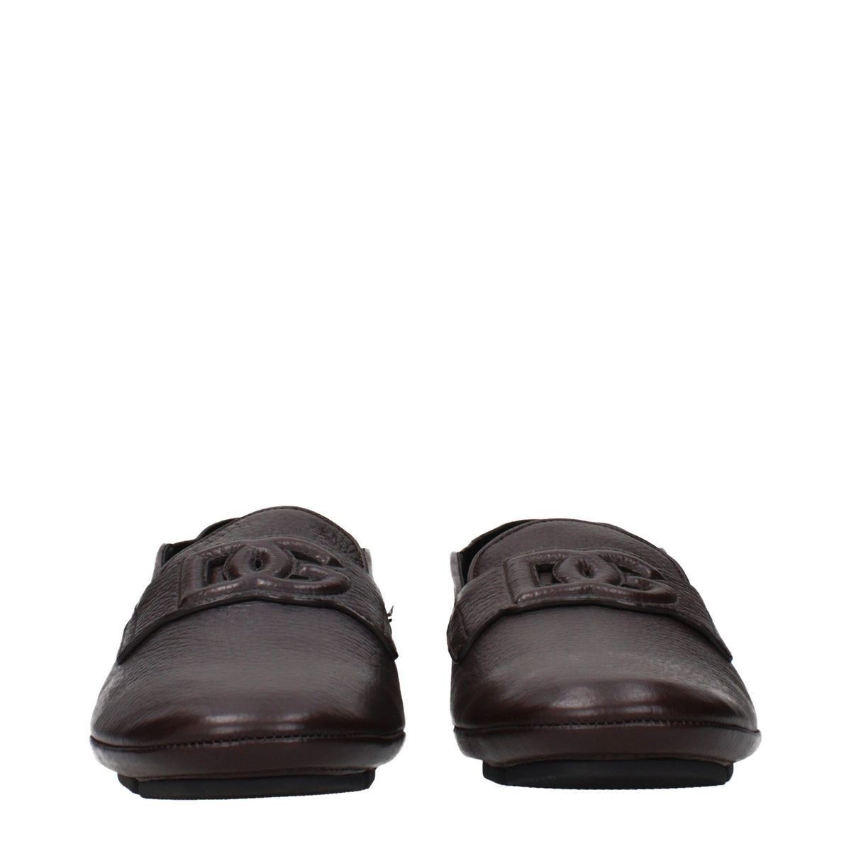Dolce & Gabbana brown leather slip-on loafers with sleek design and classic stitching, perfect for stylish casual wear.