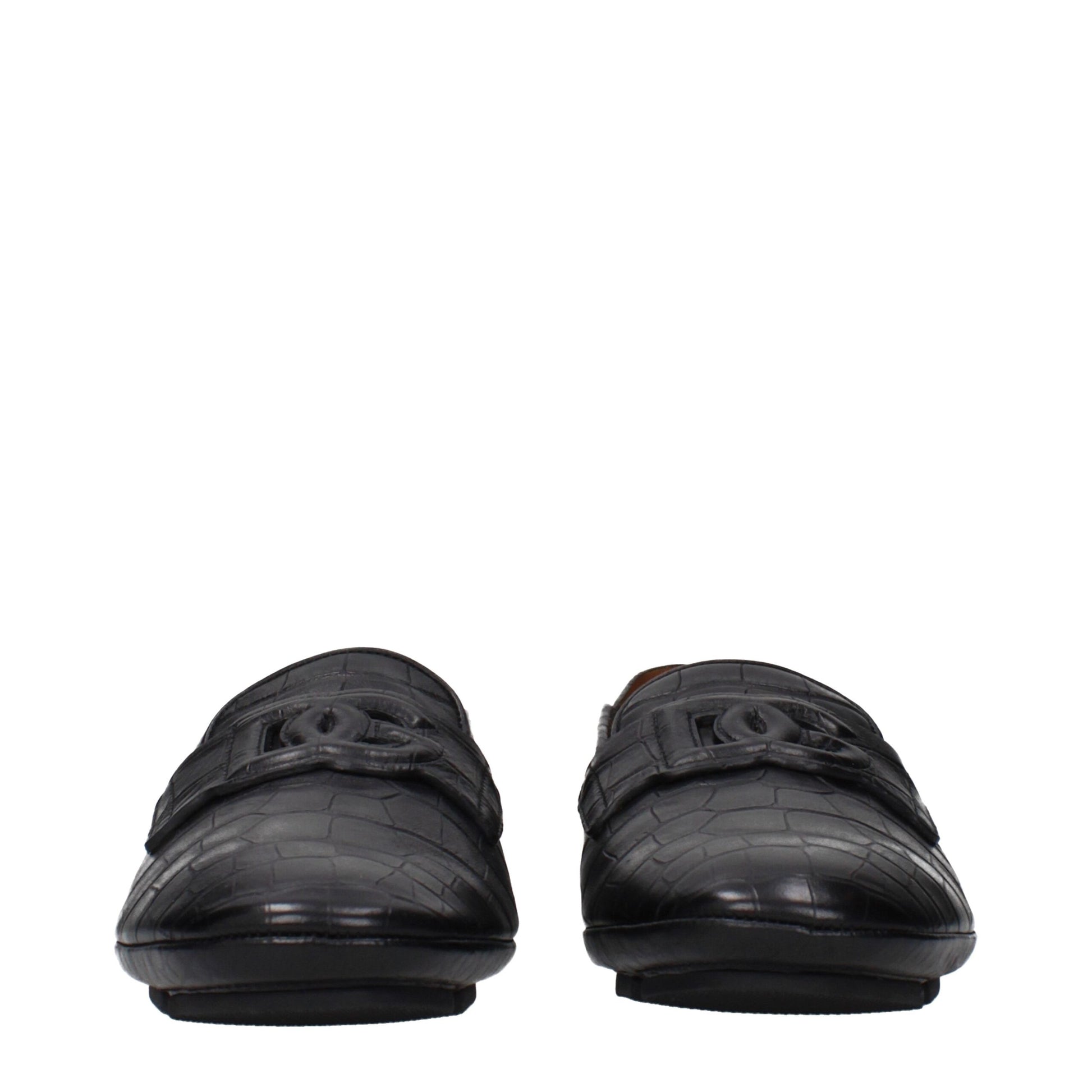Dolce & Gabbana Black Leather Slip-On Loafers Dolce & Gabbana