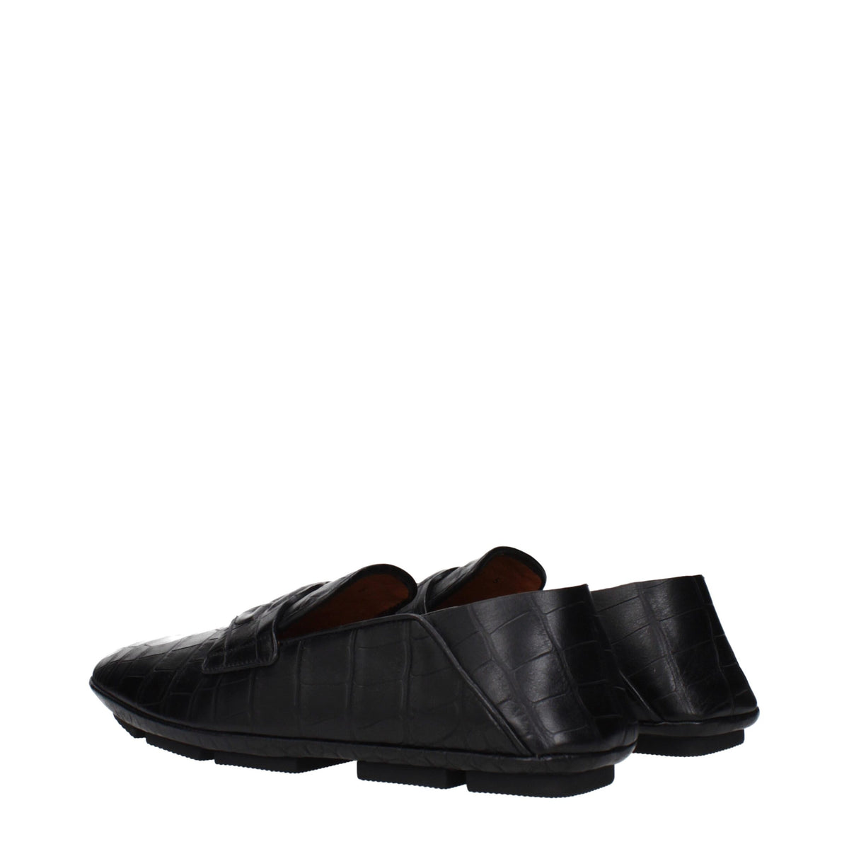 Black leather slip-on loafers by Dolce & Gabbana featuring sleek design and classic style.