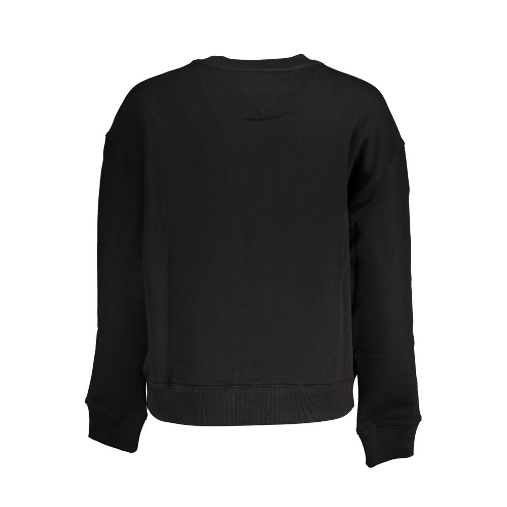 Tommy Hilfiger men's Nero cotton sweatshirt with crew neck and long sleeves, displayed on a hanger.