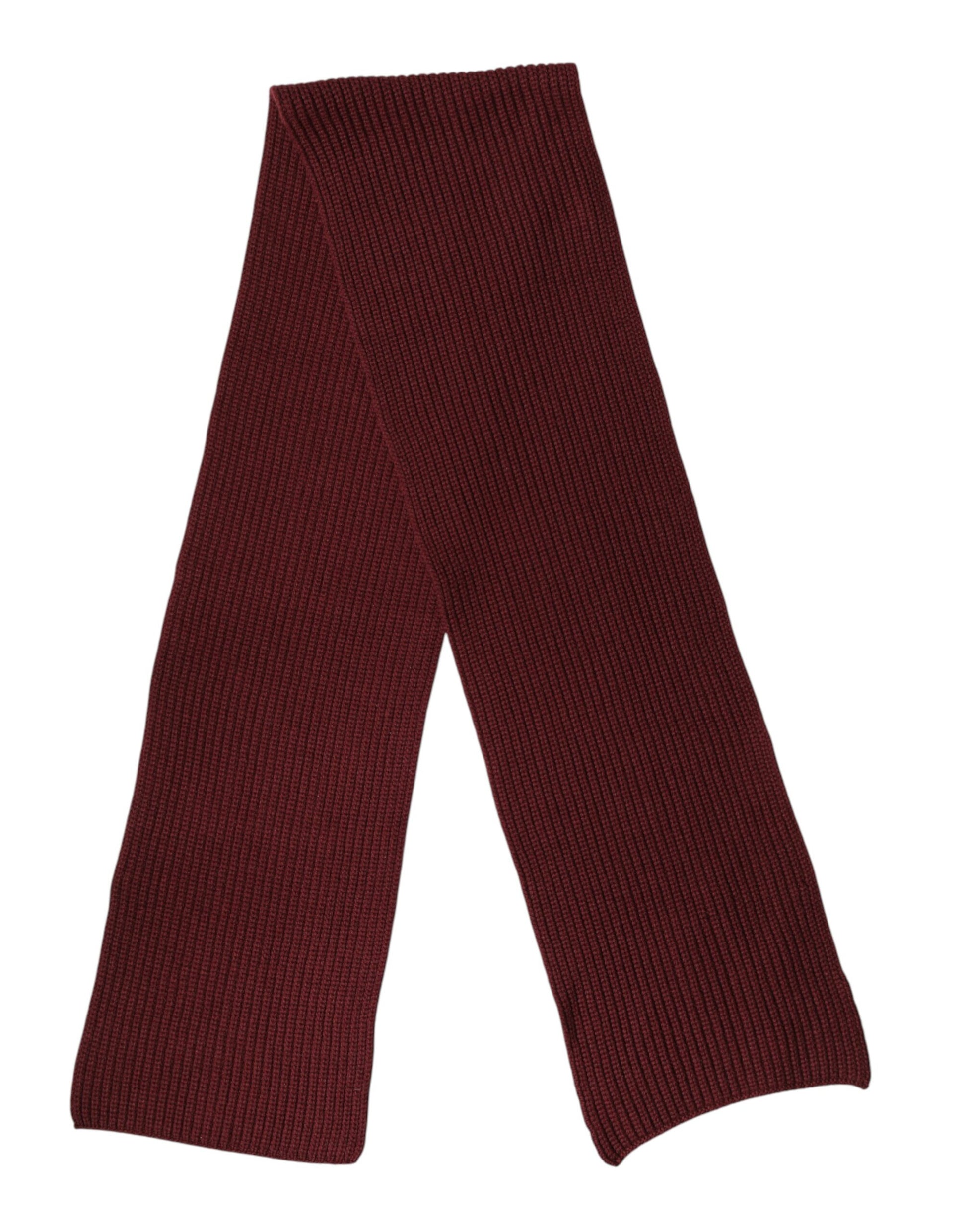 Dolce & Gabbana Maroon Cashmere Knitted NeckWrap Shawl Scarf Dolce & Gabbana