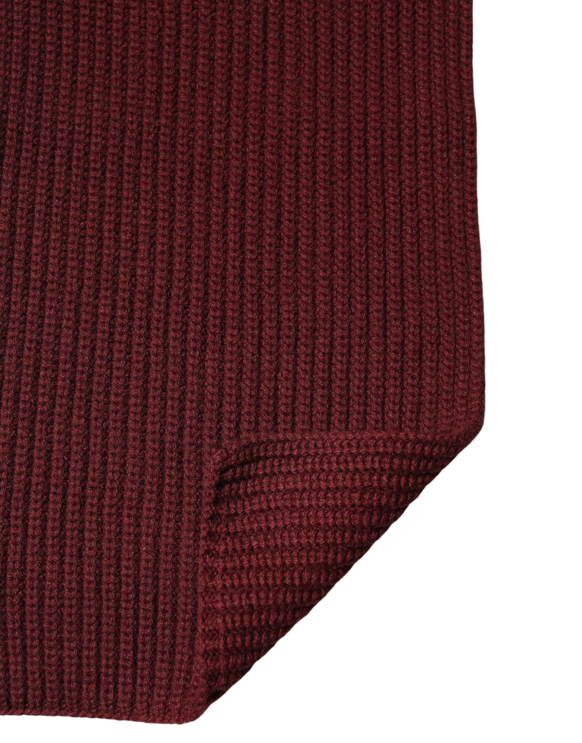 Dolce & Gabbana Maroon Cashmere Knitted NeckWrap Shawl Scarf Dolce & Gabbana
