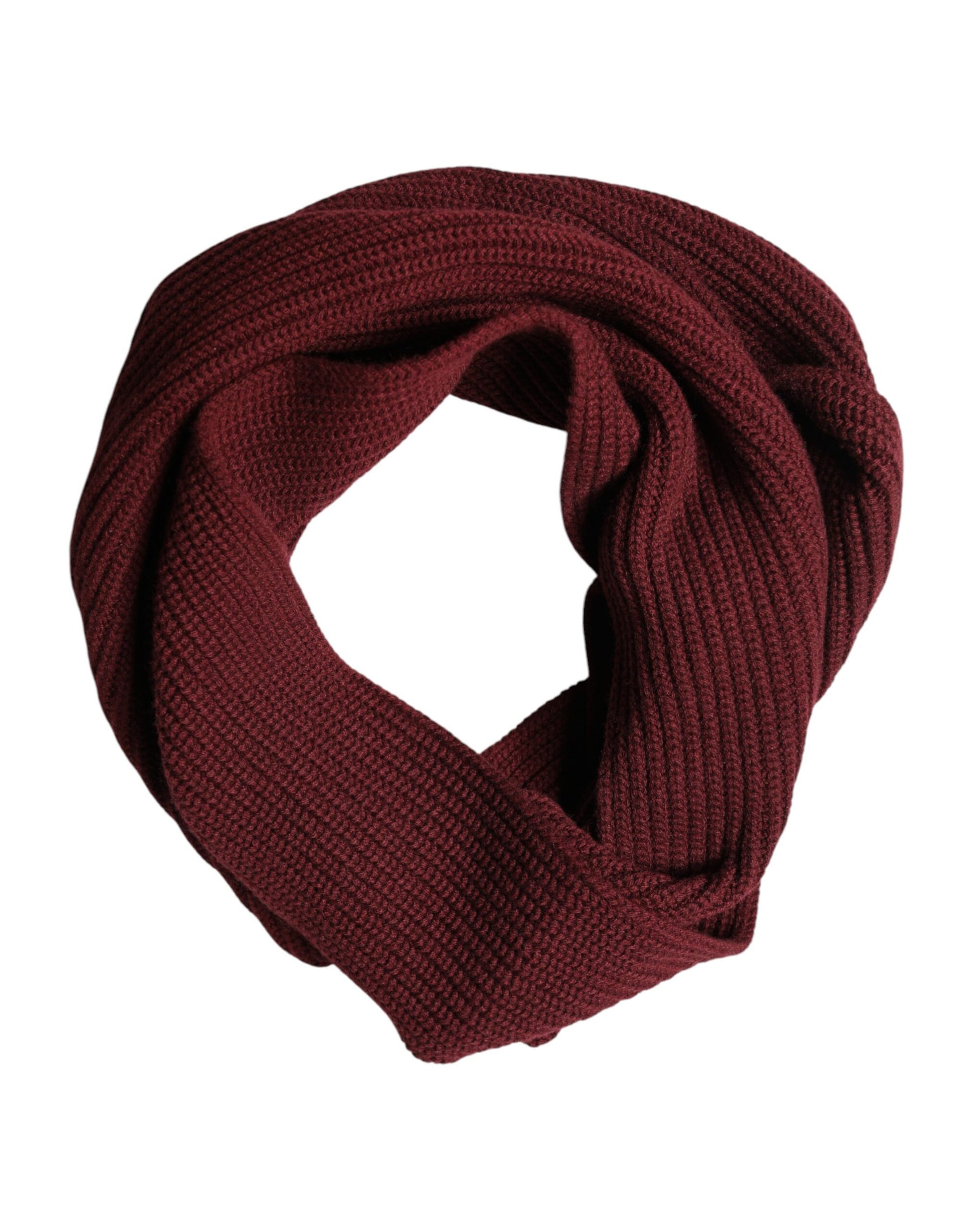 Dolce & Gabbana Maroon Cashmere Knitted NeckWrap Shawl Scarf Dolce & Gabbana