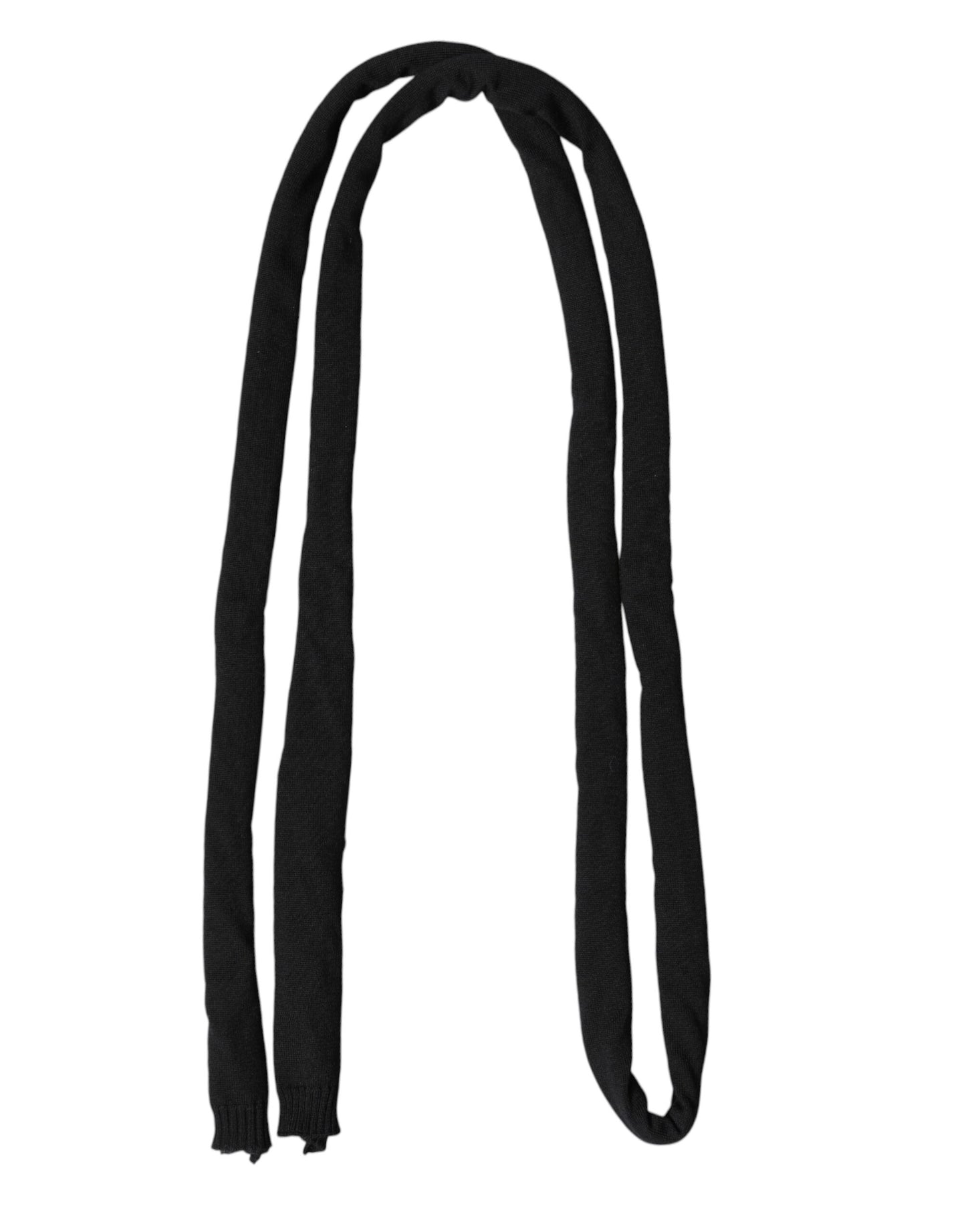 Dolce & Gabbana Black Wool Knitted Neck Wrap Shawl Men Scarf Dolce & Gabbana