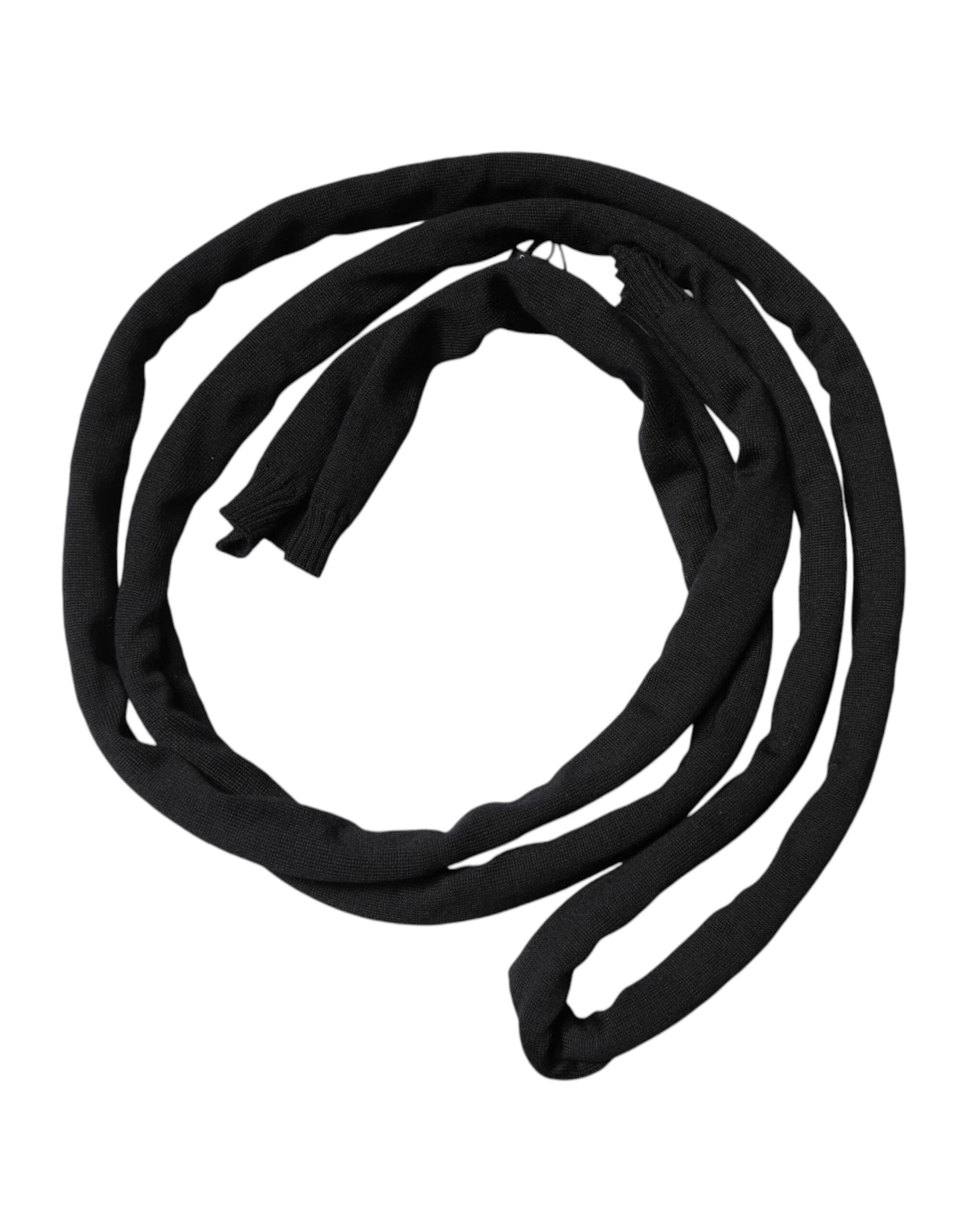 Dolce & Gabbana Black Wool Knitted Neck Wrap Shawl Men Scarf Dolce & Gabbana