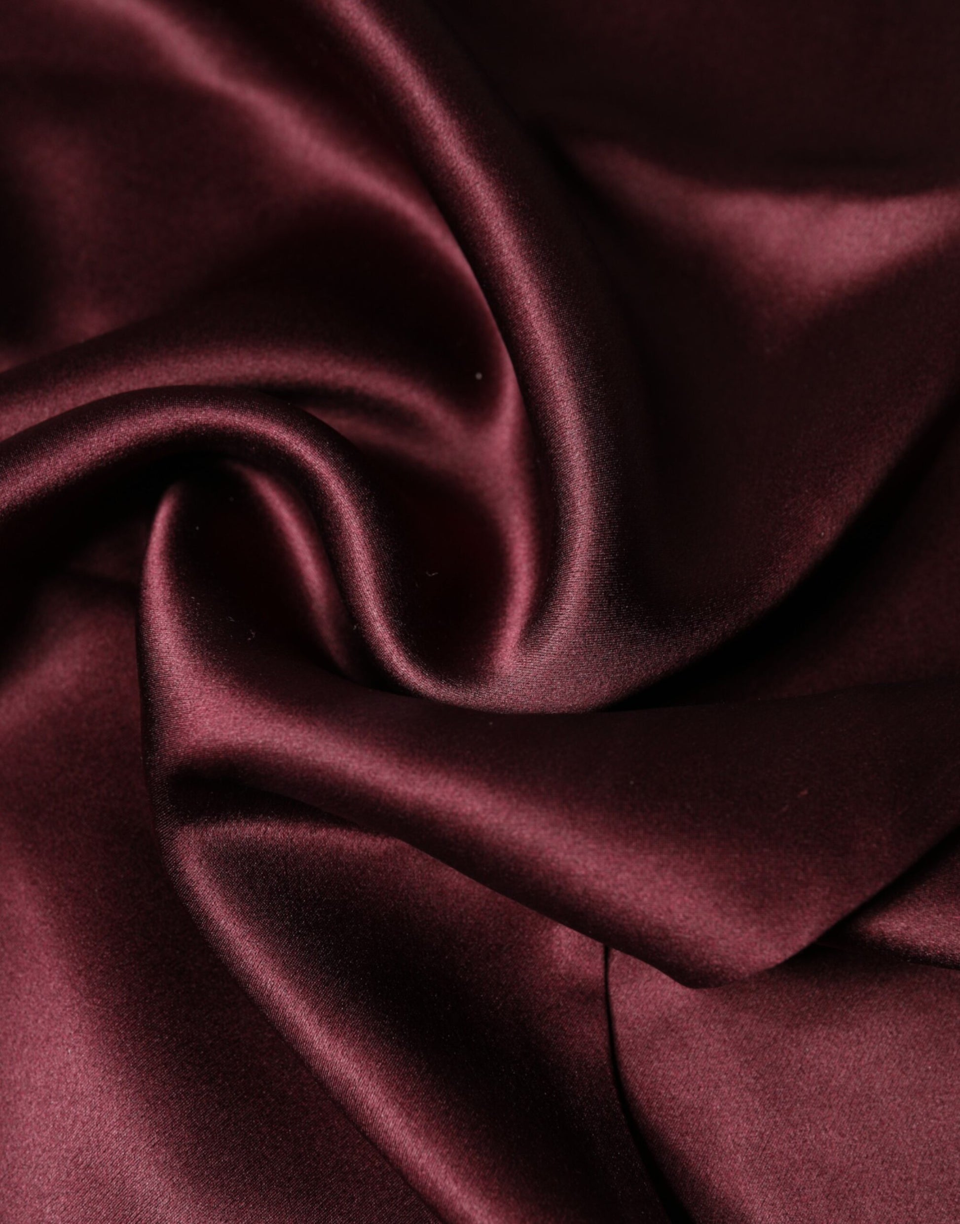 Dolce & Gabbana Maroon Silk Satin Fringes Neck Foulard Scarf Dolce & Gabbana