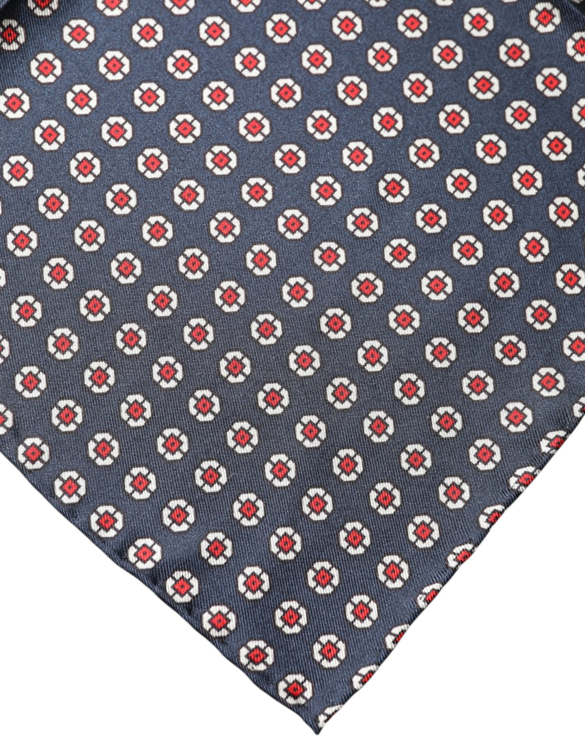 Dolce & Gabbana Blue Patterned Silk Square Handkerchief Scarf - Eljoys Fashion 
