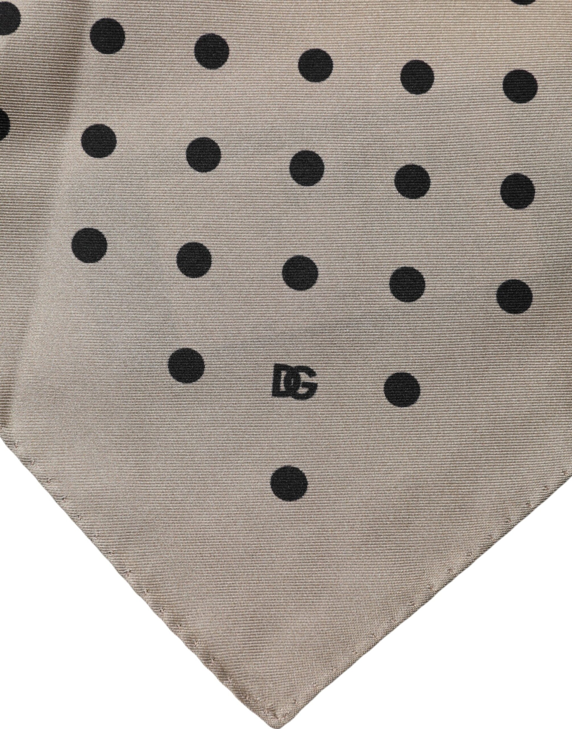 Dolce & Gabbana Brown Polka Dot Square Handkerchief Scarf Dolce & Gabbana