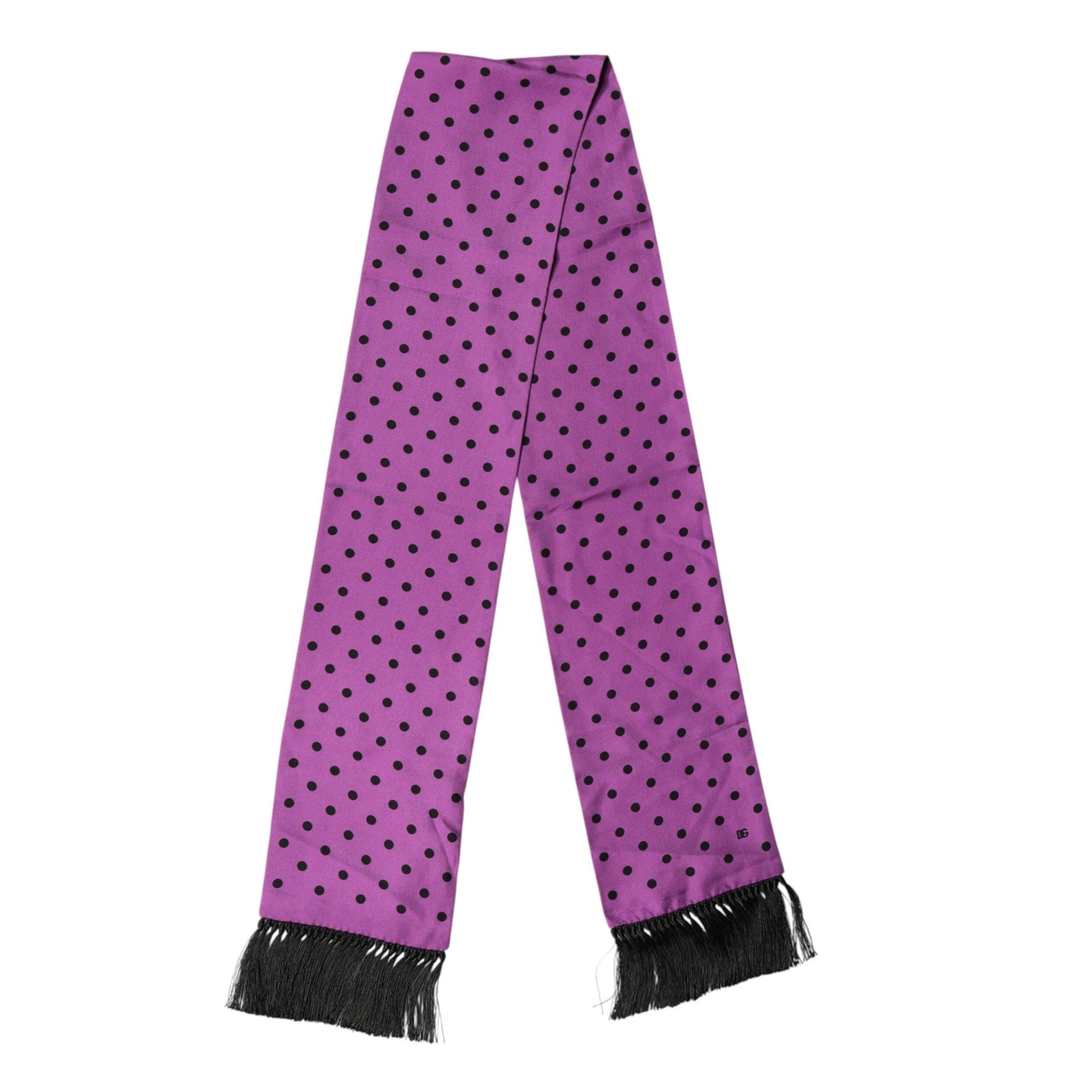 Dolce & Gabbana Violet Polka Dot Fringes Neck Foulard Scarf Dolce & Gabbana