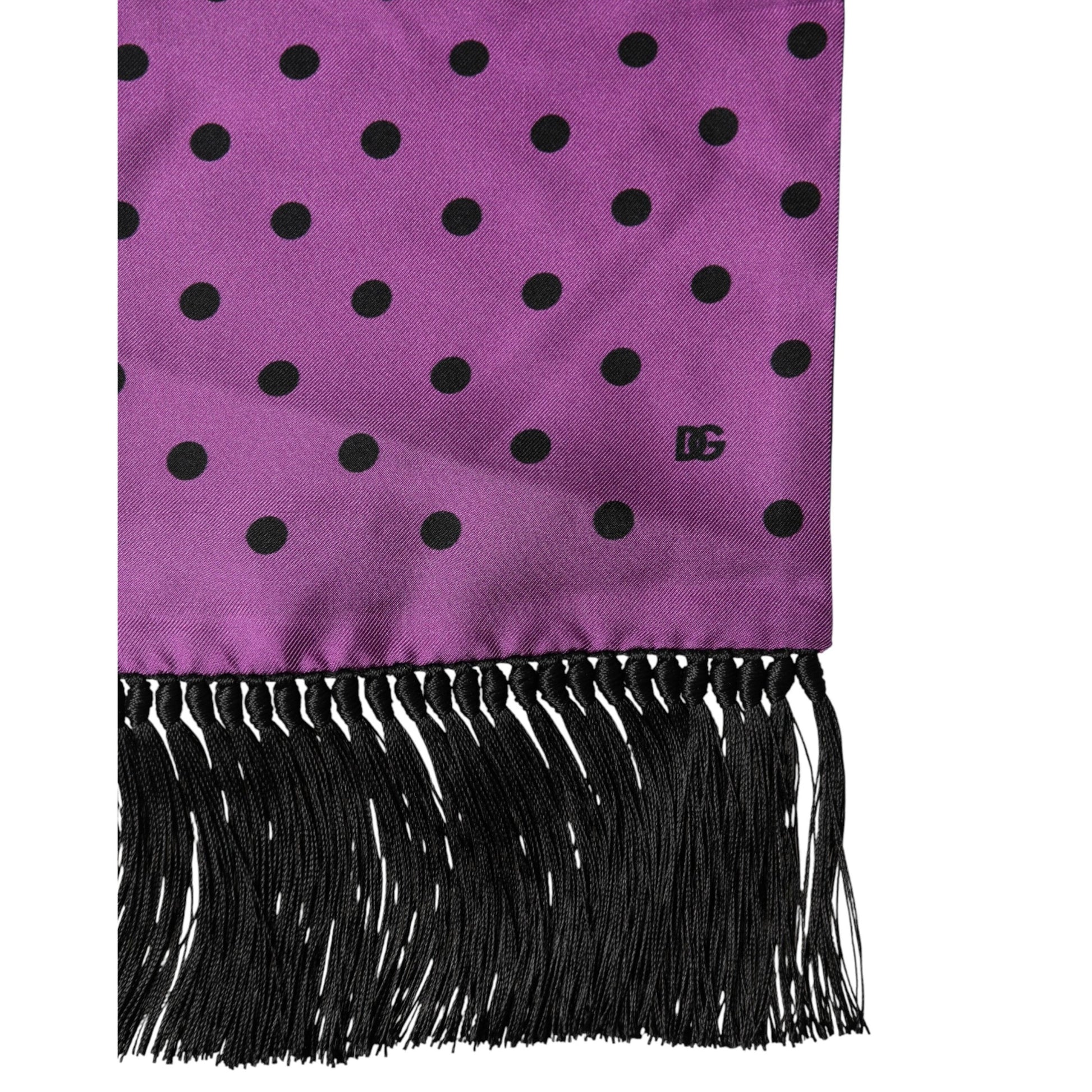 Dolce & Gabbana Violet Polka Dot Fringes Neck Foulard Scarf Dolce & Gabbana