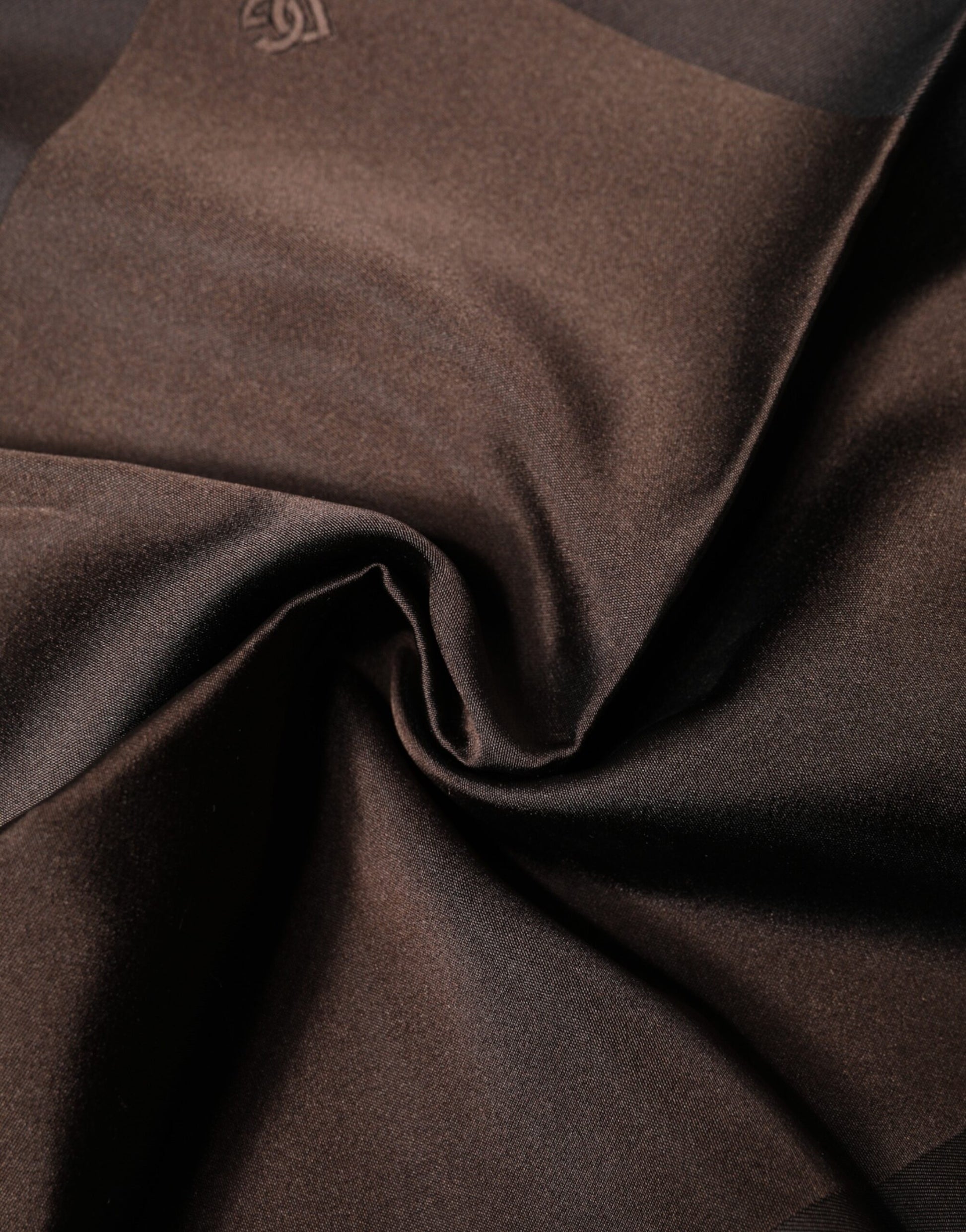 Dolce & Gabbana Brown Logo Silk Square Handkerchief Scarf Dolce & Gabbana