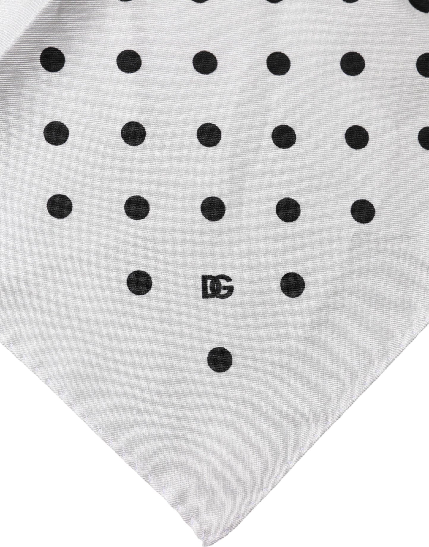 Dolce & Gabbana White Polka Dot Square Handkerchief Scarf Dolce & Gabbana