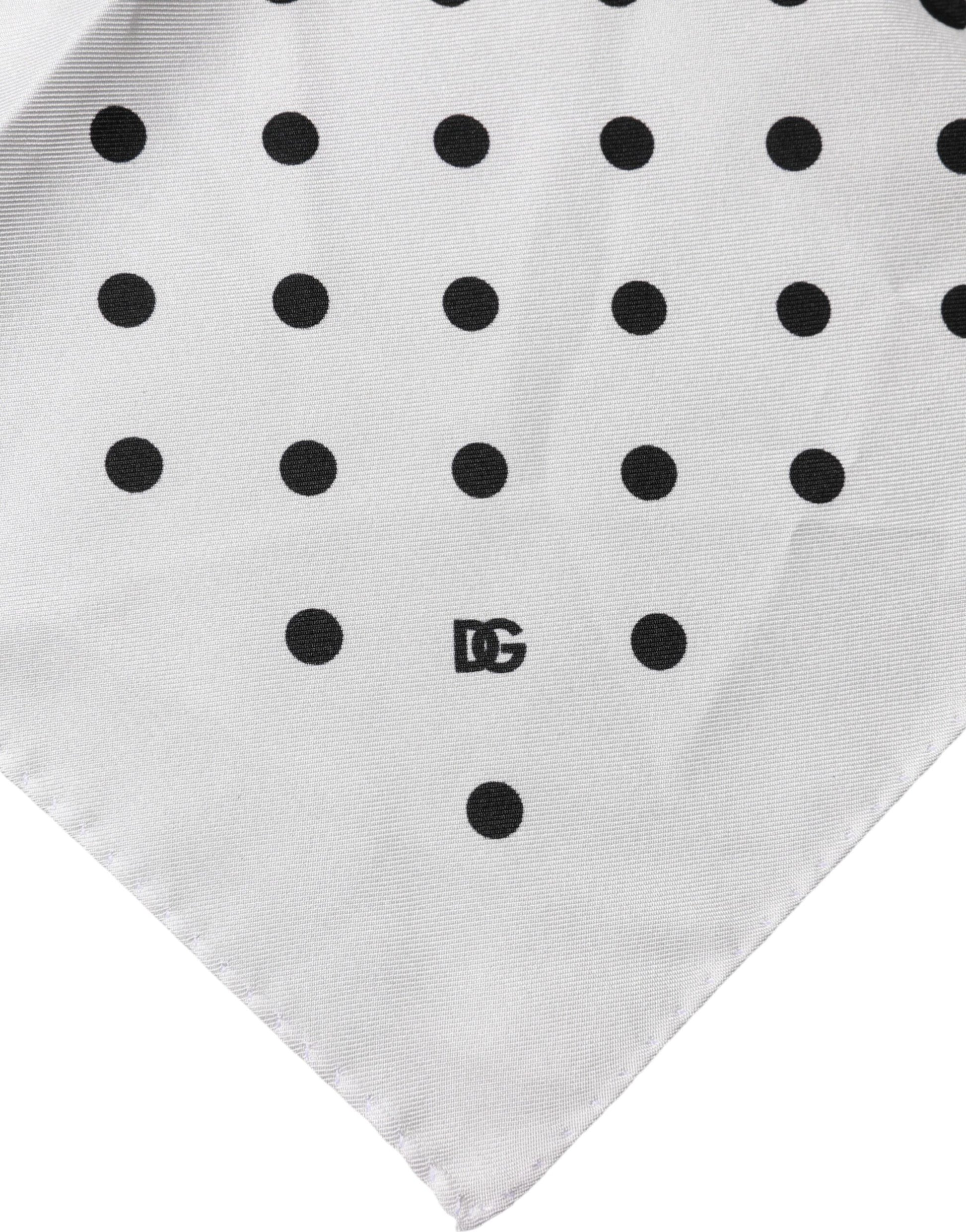 Dolce & Gabbana White Polka Dot Square Handkerchief Scarf Dolce & Gabbana
