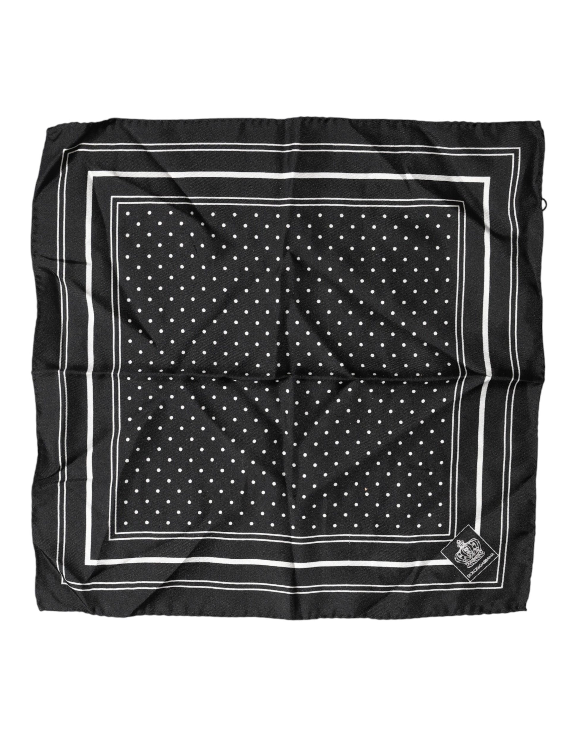 Dolce & Gabbana Scarf Black Poka Dot Men Square Handkerchief Dolce & Gabbana