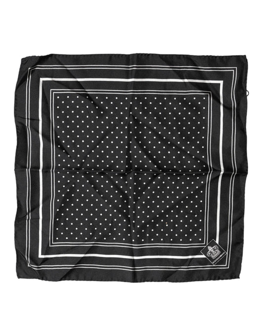 Dolce & Gabbana Scarf Black Poka Dot Men Square Handkerchief Dolce & Gabbana