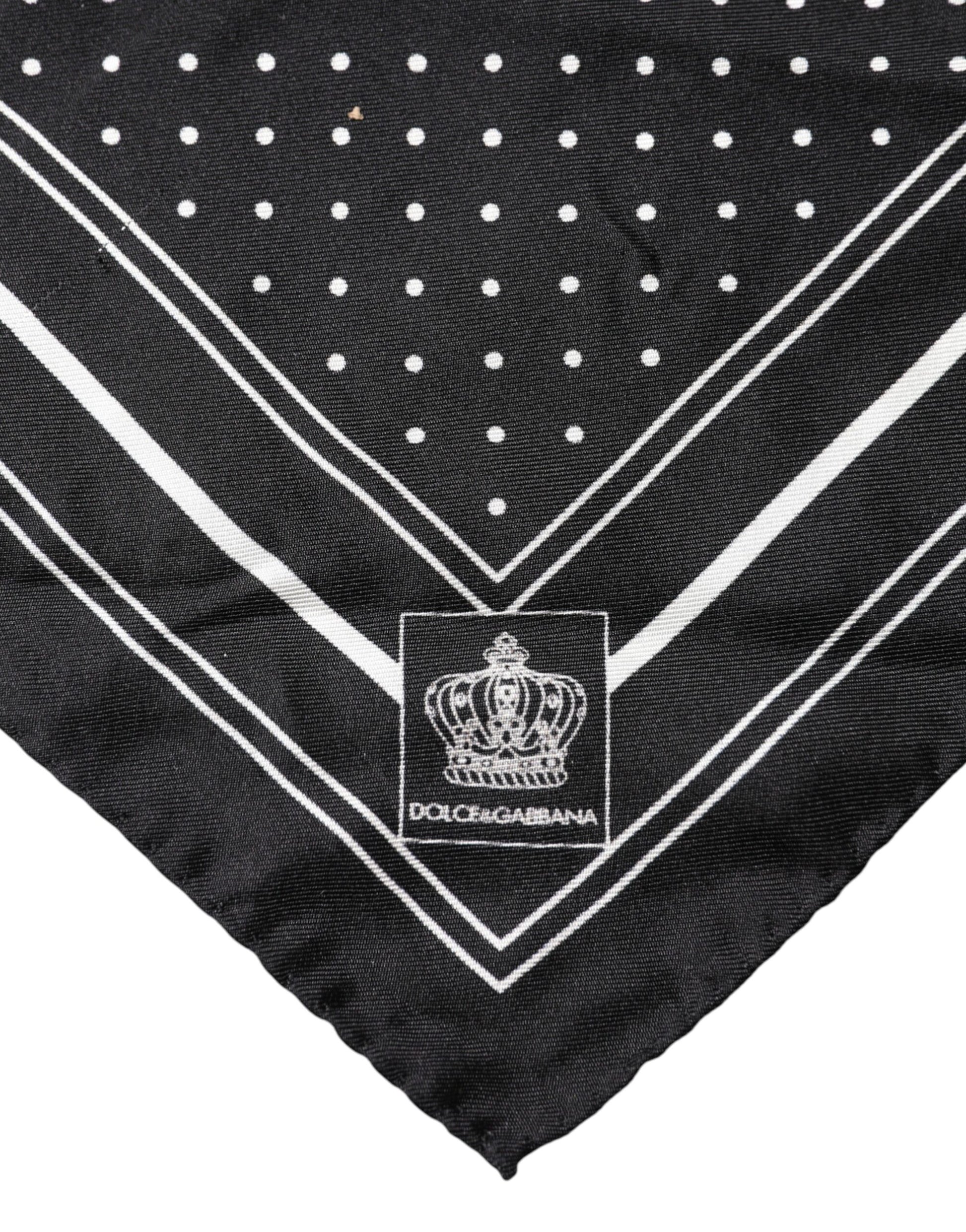 Dolce & Gabbana Scarf Black Poka Dot Men Square Handkerchief Dolce & Gabbana