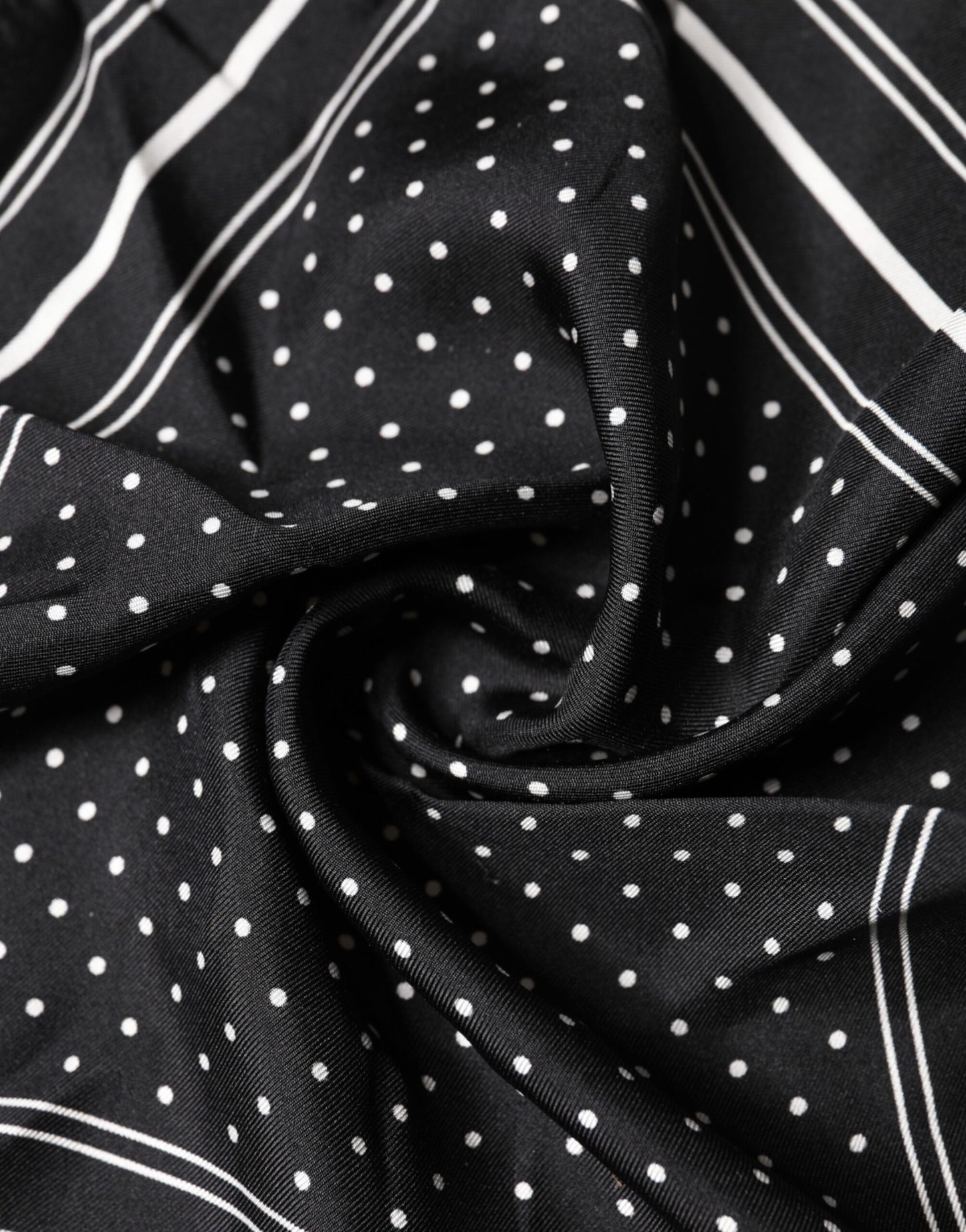 Dolce & Gabbana Scarf Black Poka Dot Men Square Handkerchief Dolce & Gabbana