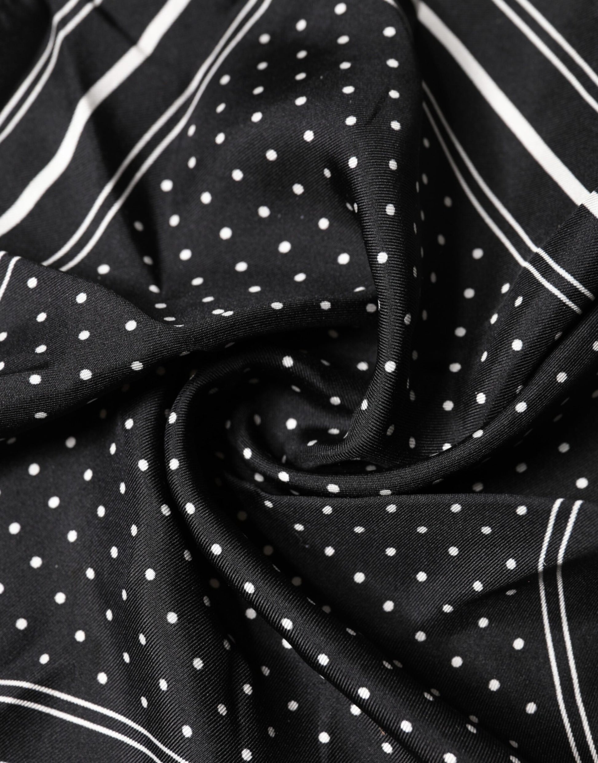 Dolce & Gabbana Scarf Black Poka Dot Men Square Handkerchief Dolce & Gabbana
