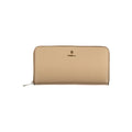 Furla beige leather woman wallet with sleek design and multiple card slots, showcasing elegant craftsmanship.