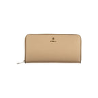 Furla beige leather woman wallet with sleek design and multiple card slots, showcasing elegant craftsmanship.
