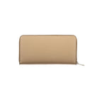 Beige leather women's wallet by Furla featuring a sleek design and gold-tone details.