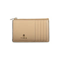 Furla beige leather women's wallet with multiple card slots and a sleek design, showcasing high-quality craftsmanship.