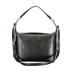 Furla Nero leather women's bag with sleek design and gold-tone hardware, featuring a top handle and adjustable shoulder strap.