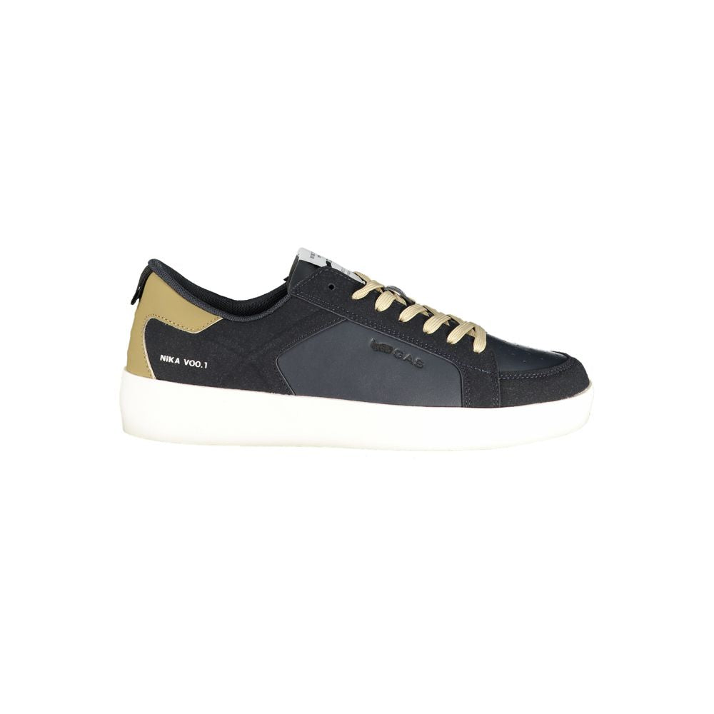 Blue polyurethane men's sneaker by Gas featuring a sporty design and white sole, ideal for casual wear.