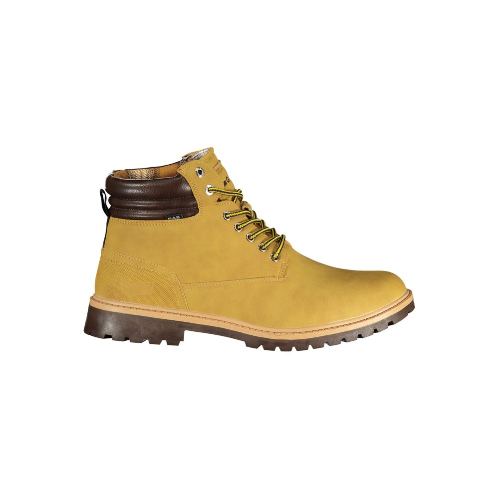 Beige Gas polyurethane men's ankle boots with sleek design and rounded toe, perfect for casual and smart outfits.