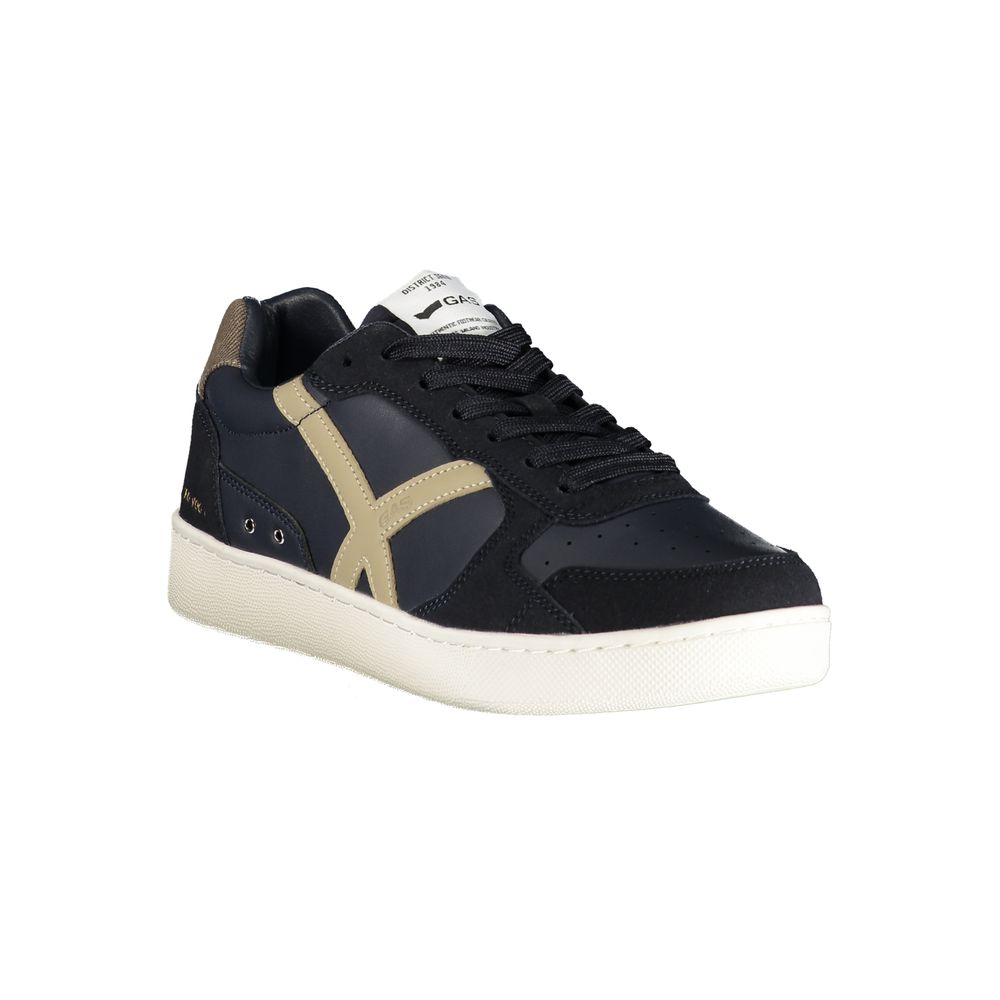 Blue Gas polyurethane men's sneaker with white sole and stylish design, featuring lace-up closure and sporty appearance.