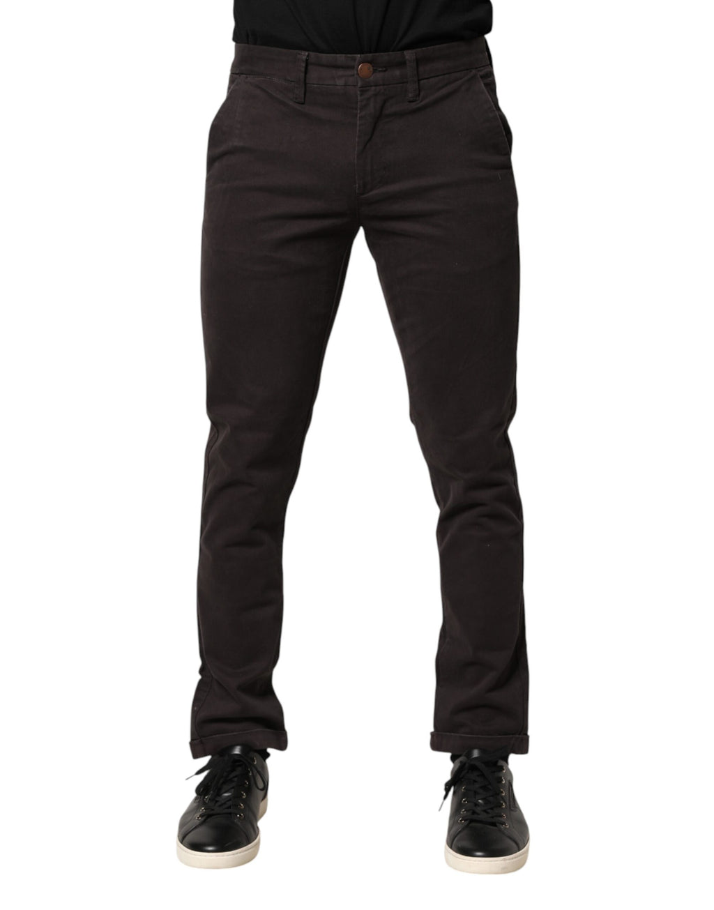 Sun68 Dark Brown Cotton Stretch Skinny Mid Waist Men Trouser Pants - Eljoys Fashion 