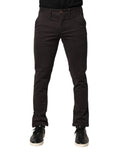 Sun68 Dark Brown Cotton Stretch Skinny Mid Waist Men Trouser Pants - Eljoys Fashion 