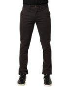 Sun68 Dark Brown Cotton Stretch Skinny Mid Waist Men Trouser Pants - Eljoys Fashion 