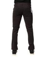 Sun68 Dark Brown Cotton Stretch Skinny Mid Waist Men Trouser Pants - Eljoys Fashion 