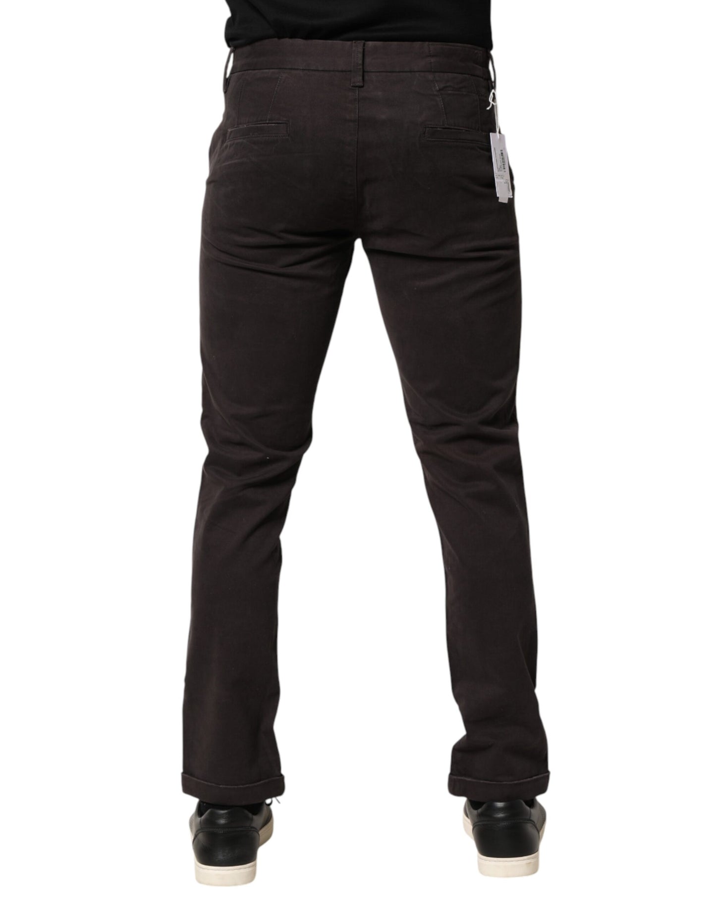 Sun68 Dark Brown Cotton Stretch Skinny Mid Waist Men Trouser Pants Sun68