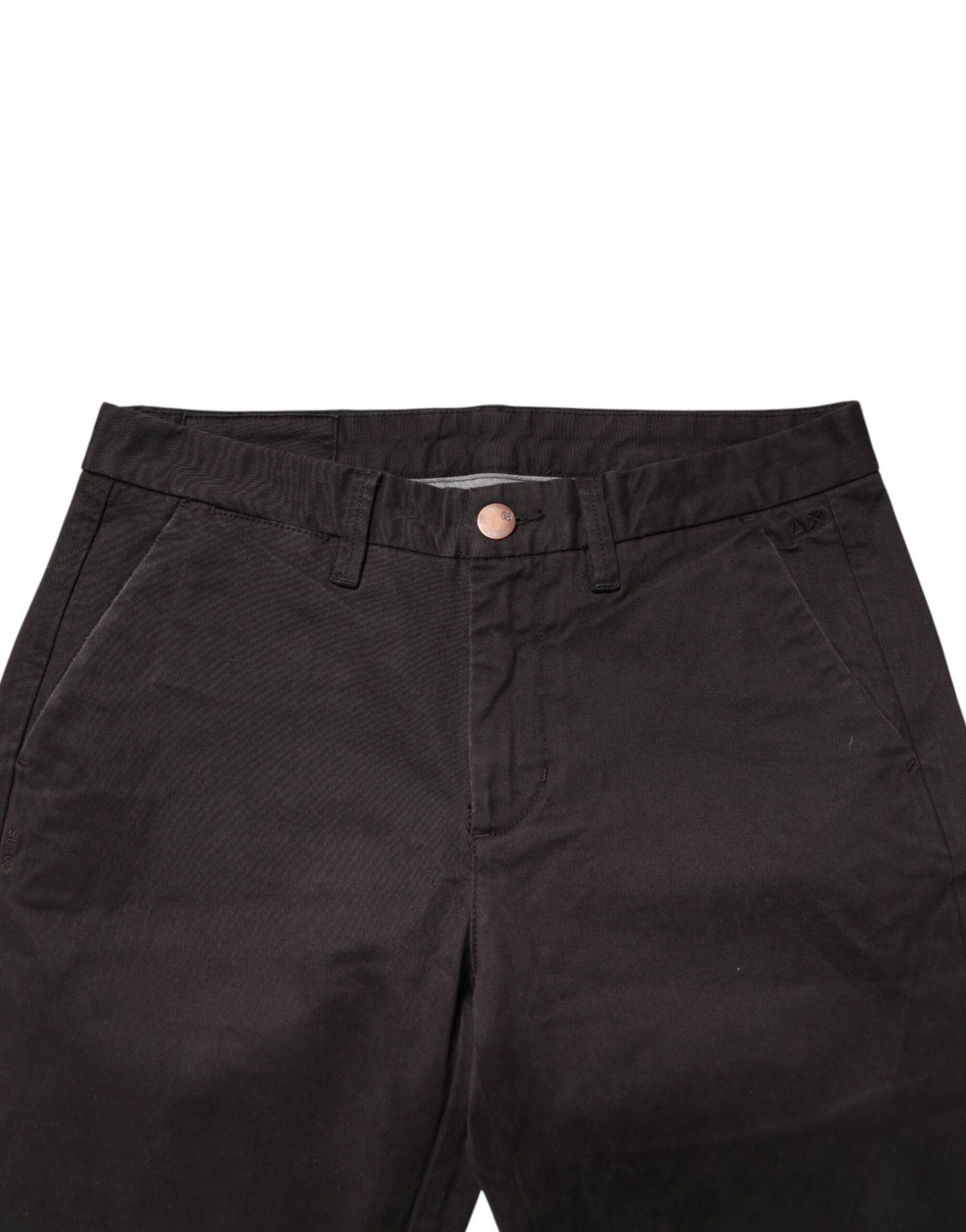 Sun68 Dark Brown Cotton Stretch Skinny Mid Waist Men Trouser Pants Sun68