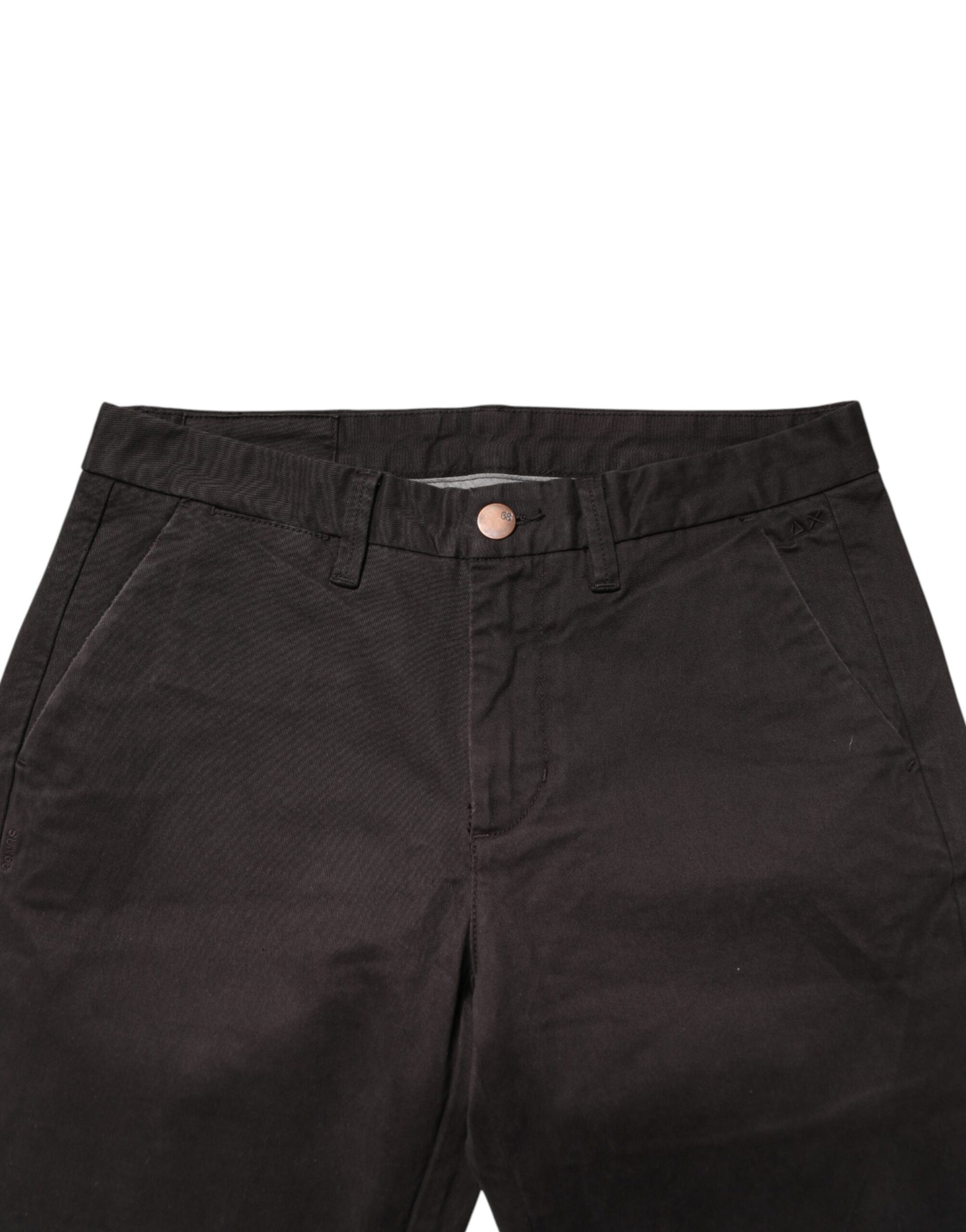 Sun68 Dark Brown Cotton Stretch Skinny Mid Waist Men Trouser Pants Sun68