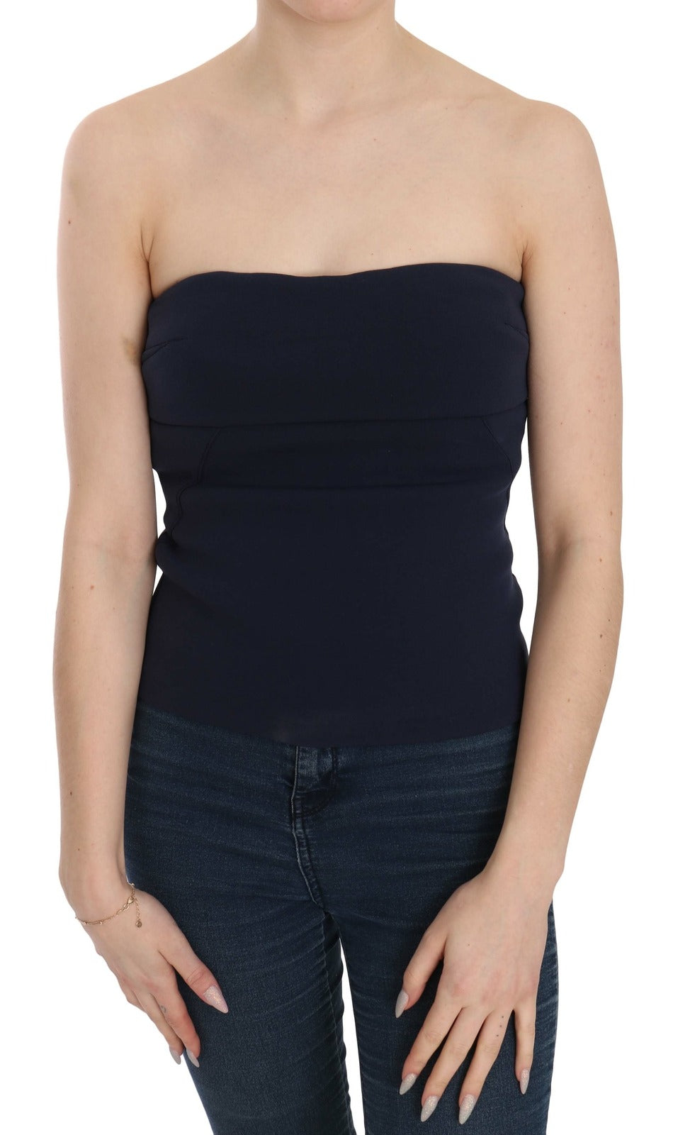 Costume National Strapless Zipper Back Tube Top Blouse Costume National